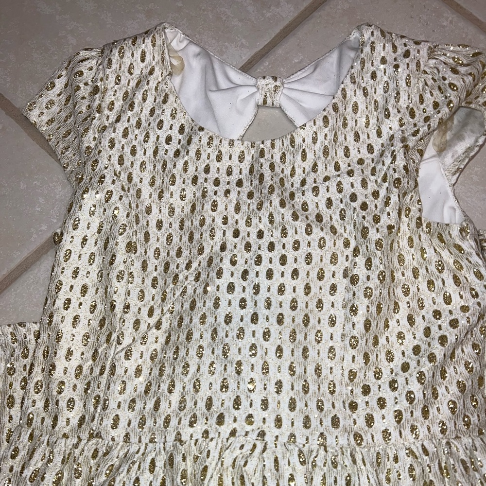 Gold glitter dress with crossback, girls size 14 never worn